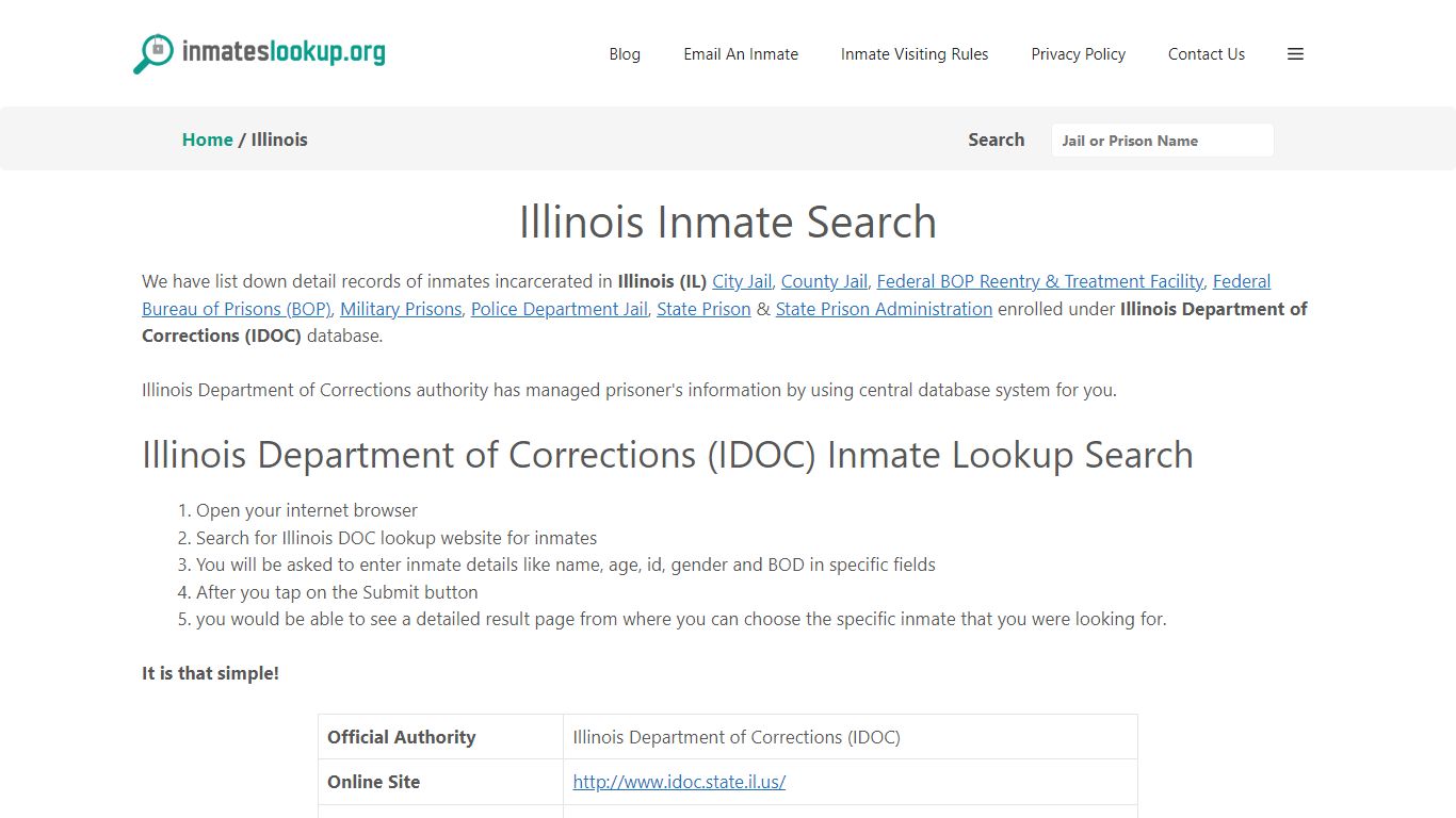 Illinois Inmate Lookup & Search - Illinois Department of Corrections ...